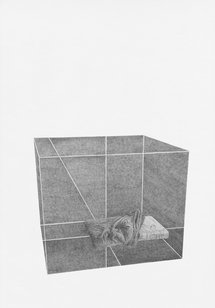 Complexes de Décubitus (étude), 2013. Crayon sur papier, 8 dessins de 84,1 x 59,4 cm. Crédits Thomas Tudoux