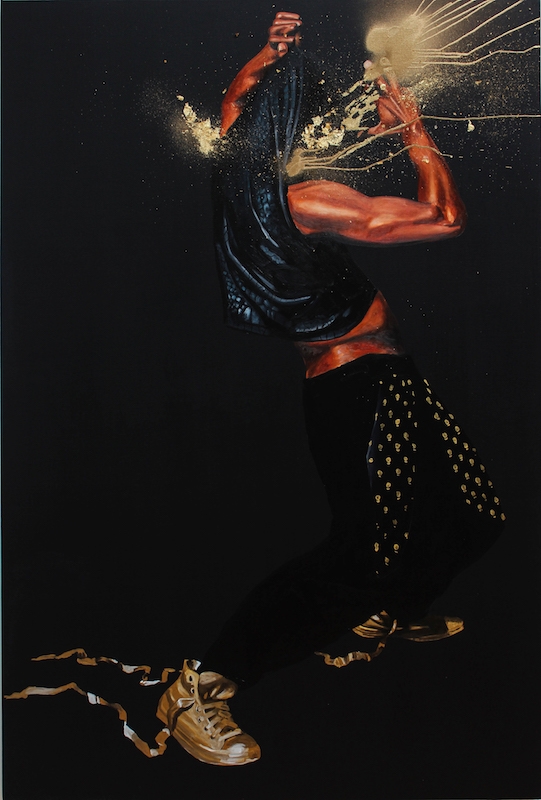 Fahamu Pecou, Brilliance, 2015. Acrylique, bombe et feuille d'or sur toile, 152 x 122 cm.