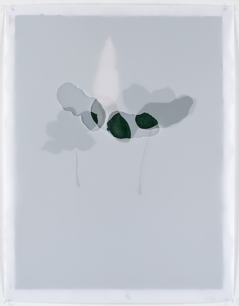 Christine Crozat, Paysage n°13, 2017. Aquarelle et papiers découpés, 65 x 50 cms