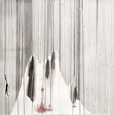 Min Jung-Yeon | Our long summer in the rain | 94 x 94 cm | aquarelle, encre de Chine et crayon sur papier | 2018
