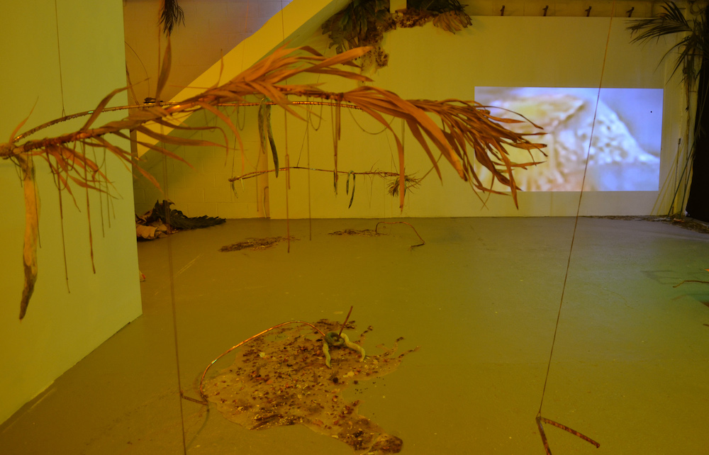 Vue de l'exposition "En dehors des limites du lac futur", solo show de Charlotte Heninger, sous le commissariat de Laëtitia Toulout à l'atelier W, Pantin