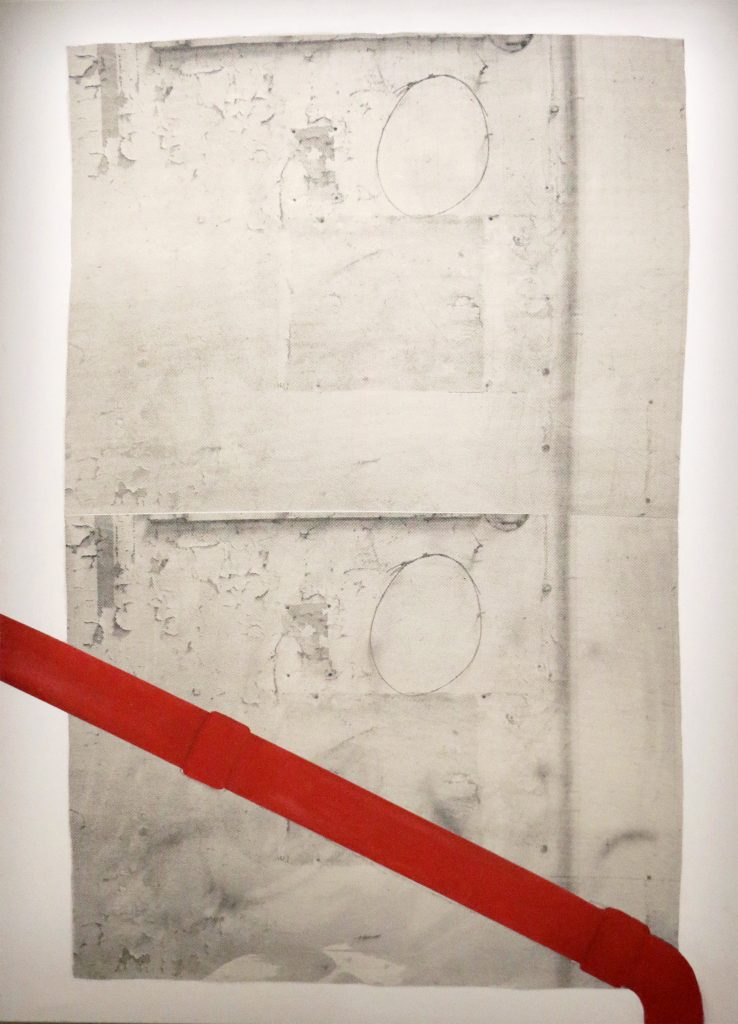 Debby Barthoux, Matière archivée, 2019. Sérigraphie, peinture acrylique sur toile, 200x145cm
