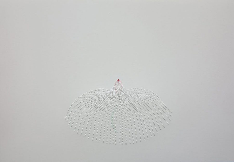 Marielle Degioanni, Sans titre, 18 x 26 cm, Perforations et aquarelle sur papier, 2019  Courtesy de l'artiste et Galerie Da-End