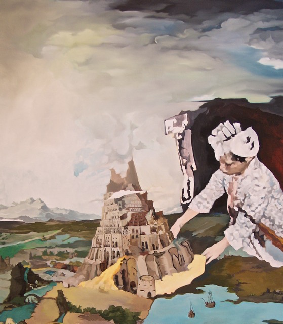 Barbara Navi, Babel, technique mixte, 186 x 108 cm, 2015. Courtesy artiste