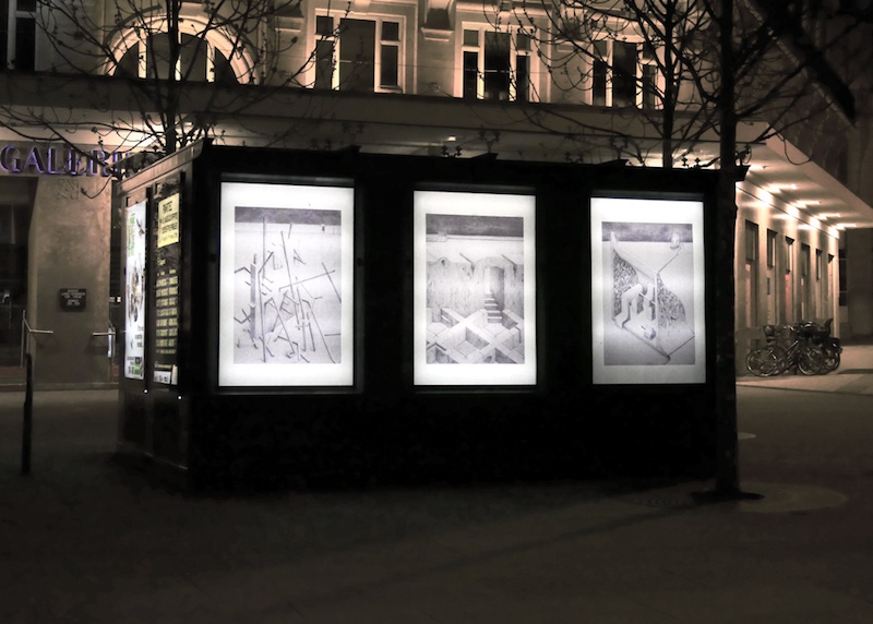 D'Ocres territoires, exposition de Leïla Saunier, Kiosque à journaux de la ville d'Angers, Place du Ralliement
