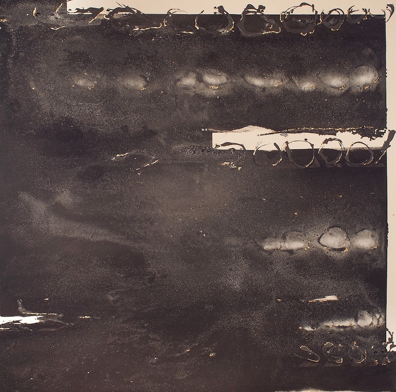 Pascal Pilate, Se nourrir de la différence, 2020, 190 x 190cm, technique mixte – fusain, carborundum, cristal de roche, micro billes