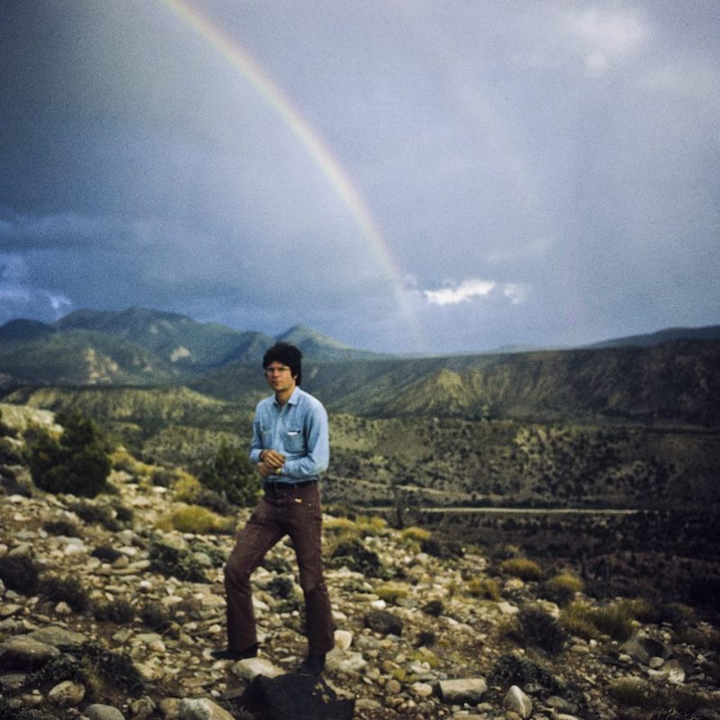 Nancy Holt Robert Smithson with Rainbow, August 1971 at Arches National Park, Utah. © Holt/Smithson Foundation, licensed by VAGA at ARS, New York.