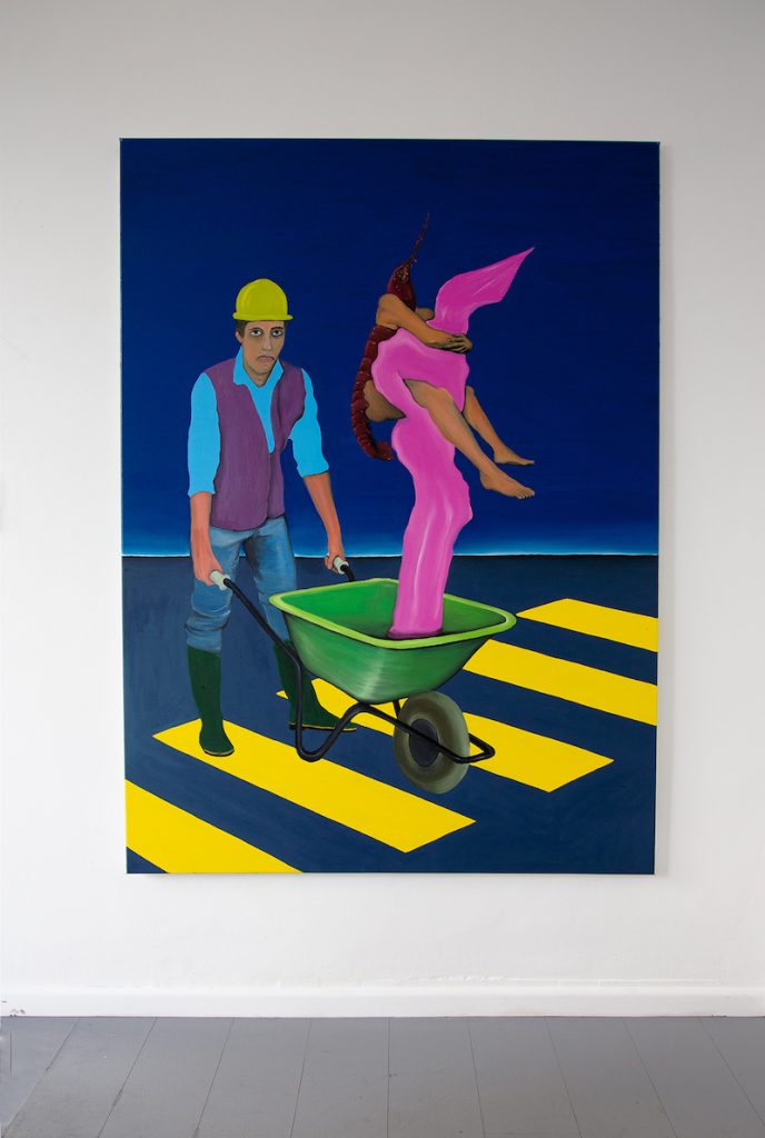 Diego Wery, Le porteur de brouette, huile sur toile, 130x180 cm, 2021