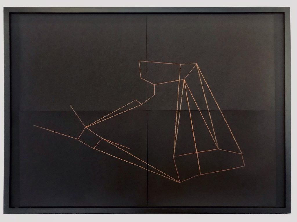 Karine Maussière, Constellations, hémisphère Sud, 2021. Dessin au crayon de couleur sur canson noir, 48 x 64 cm