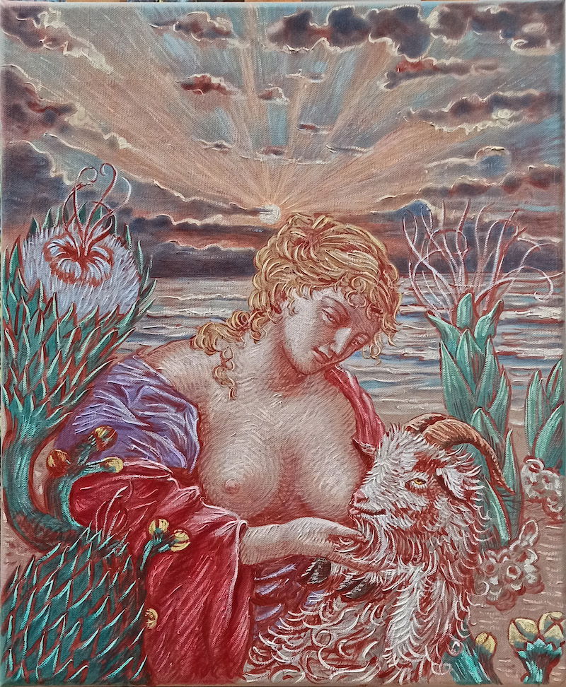 Mauro Bordin, Charité romaine, 2021, huile sur toile, 46x38 cm