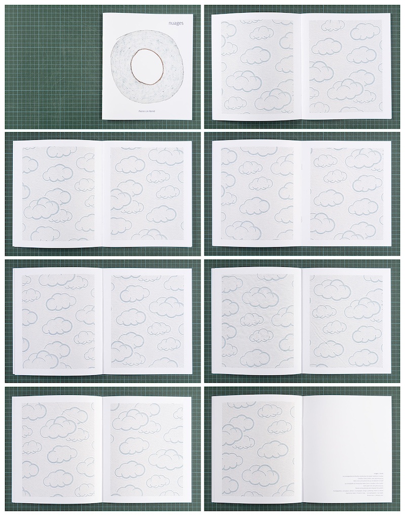 Pierre-Lin Renié,  nuages, auto-édité, 2021 Impression numérique sur papier offset 160 g couverture papier offset 300 g agrafé 24 pages 21 x 24,6 cm 100 exemplaires.
