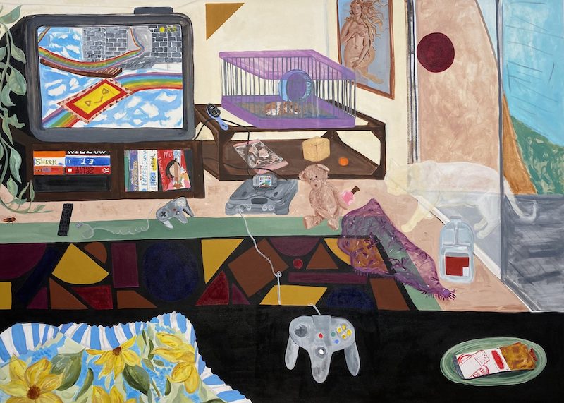 Lanee Hood-Hazelgrove, Laguna Dr. Living Room, acrylique, 109 x 152 cm, 2021