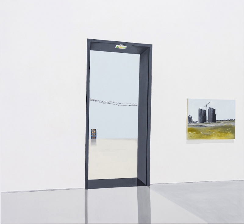 Camille Beauplan, Le musée d'art moderne et contemporain de St Etienne est ouvert, 2018. Acrylique sur toile, 130x120cm