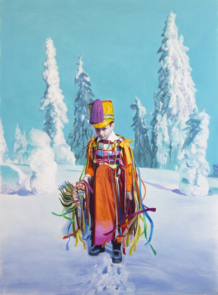 Remus Grecu, Shaman for the snow, 2022. Huile sur toile, 170 x 125 cm