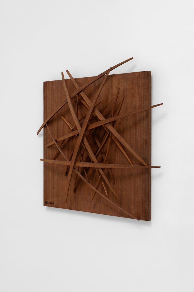 Pannello con strutture erbose sovrapposte,
Bruno Marabini, 1976, Wood
79,5 x 73 x 10 cm