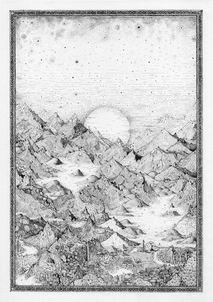 Jack Tezam, Royaumes. (extrait de la série l’Archipel),
210 x 297 mm, Encre de Chine sur papier Canson®  200 gm2, 
2020.