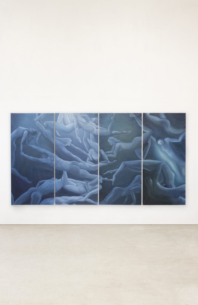 Renske Linders Nageurs ( 2022 ) Huile sur Toile , 400 x 200 cm