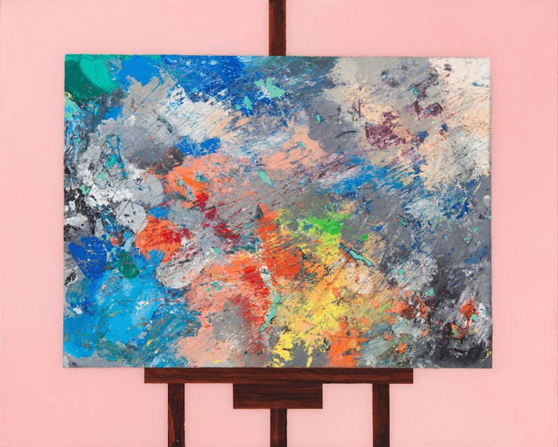 Marius Pons de Vincent, Croûte sur chevalet, huile sur/sous verre, 40 x 50 cm, 2020