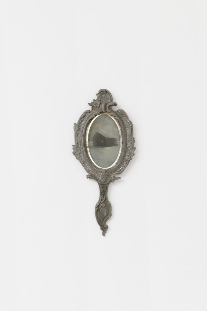 Nelson Bourrec Carter, Allensworth, Carter House (hand mirror), 2023, silver chlorobromide on mirror, 32 x 14 cm, unique