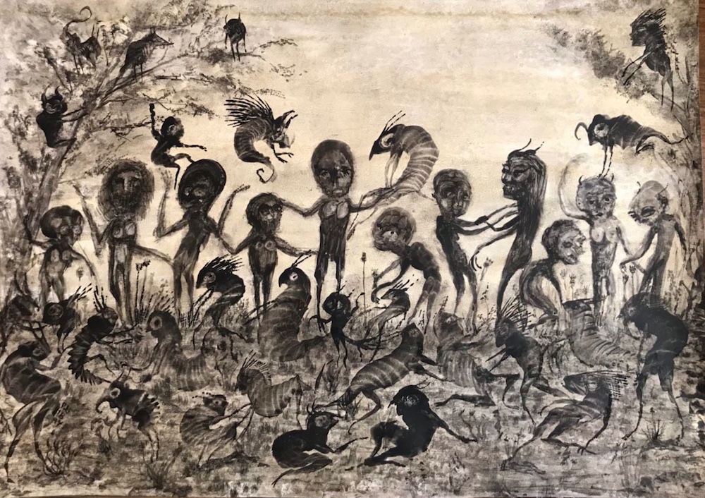 PEYBAK Sans Titre 2018 Encre sur papier glacé, fusain, thé 29,7 x 41,5 cm Courtesy Galerie GP & N Vallois, Paris