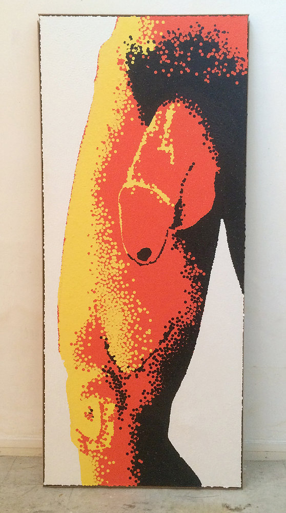ADAM, 2012. Toile, autocollants colorés, 189 x 80 cm