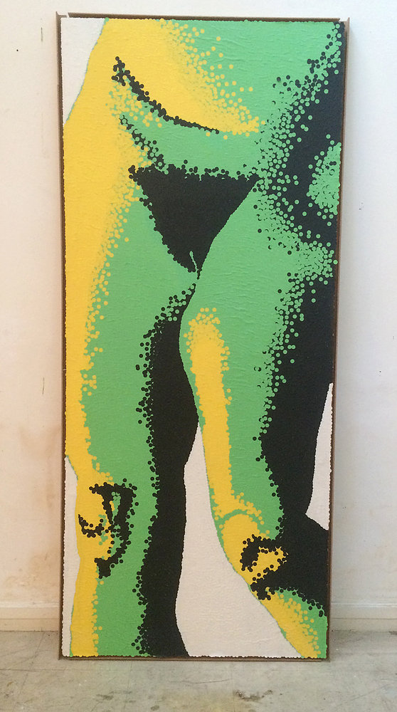 EVE, 2012. Toile, autocollants colorés, 189 x 80 cm