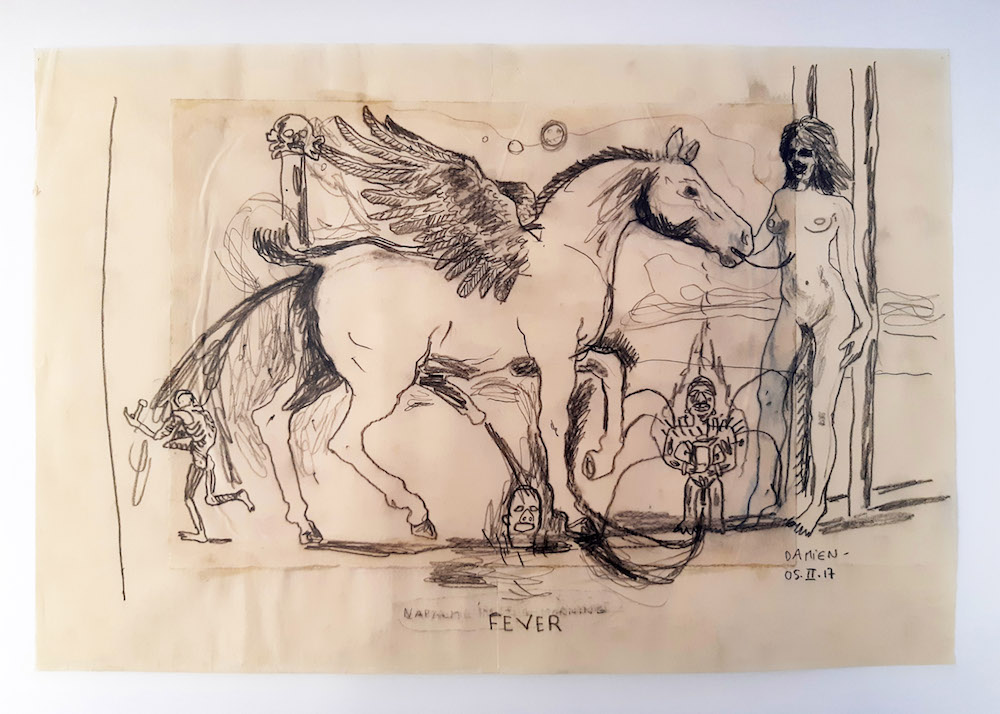 Damien Deroubaix, Fever, 2017, Crayon sur papier, 23 x 47 cm © L’artiste et In Situ – fabienne leclerc.jpg
