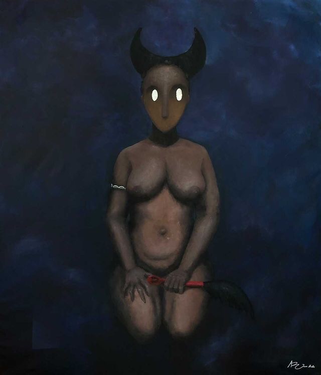 Charles Bourdette, Jeanne l'usurpatrice, 2020 151x130 cm Acrylique sur toile