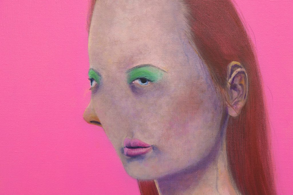 Gauthier Hubert, Portrait d'une jeune fille ayant un nez, deux yeux, une bouche et deux oreilles, 2020. Huile sur toile, 70 x 47 cm (private collection)