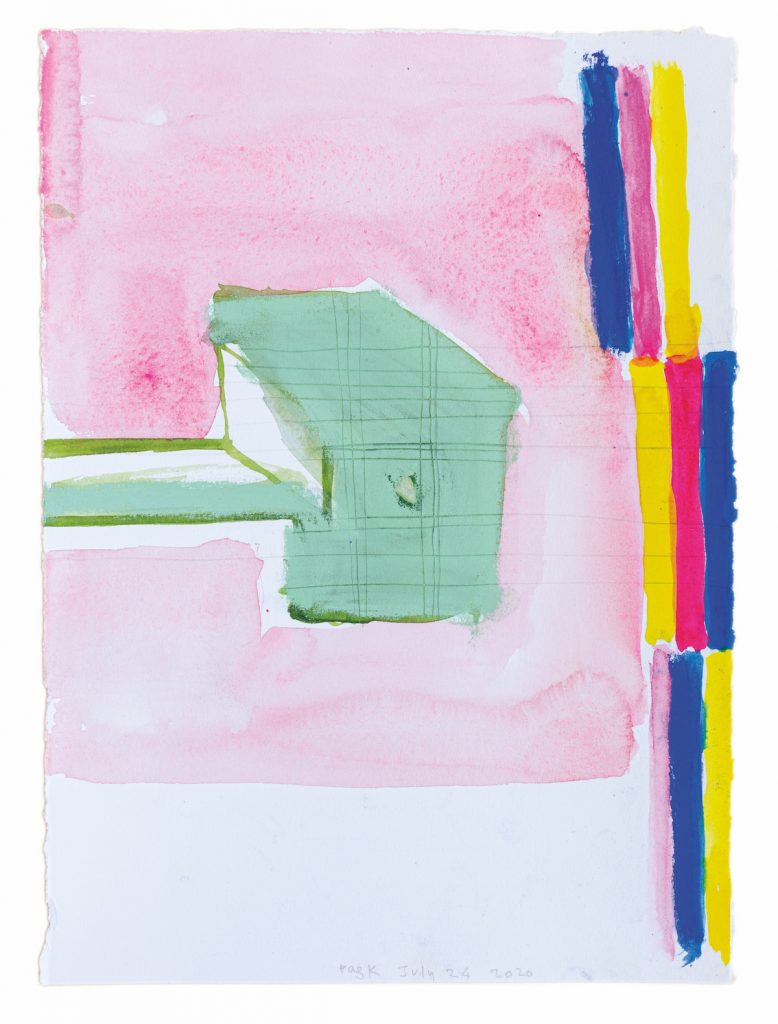 Paul Pagk, July 24, 2020. Aquarelle, pastel et crayon sur papier, 38 x 28 cm. Courtesy Galerie Eric Dupont